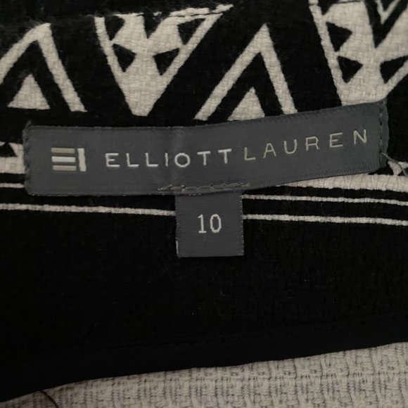 Elliot Lauren Women's Black & White Aztec Boho Print Knee Length Pencil Skirt 10 - Picture 2 of 3